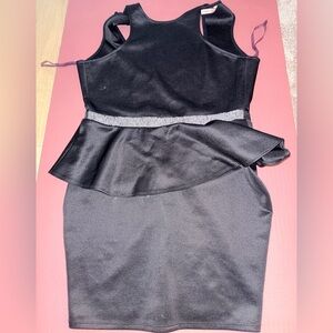 Elegant Black Peplum Dress- Open back